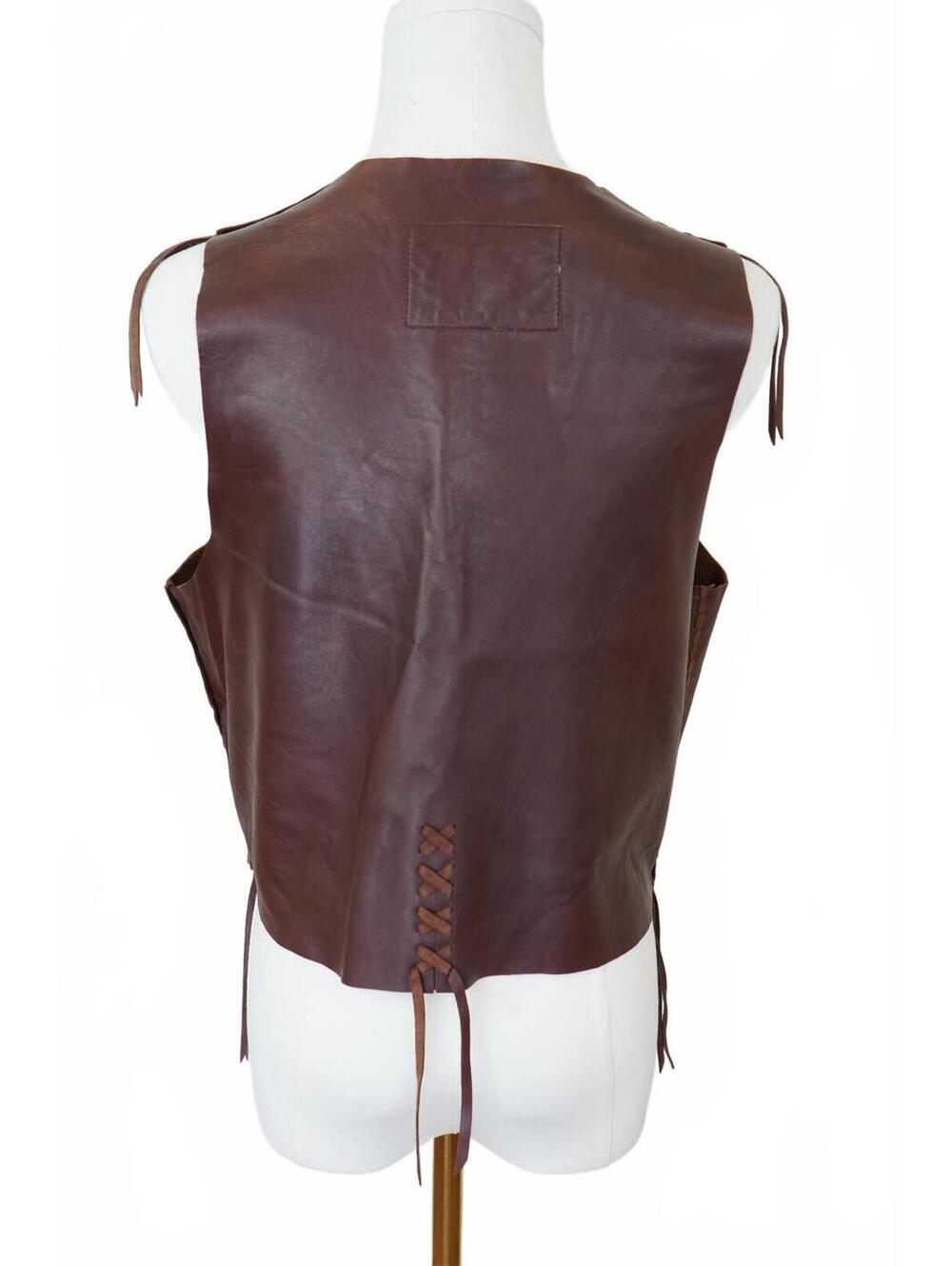 Ralph Lauren Leather Western Fringe Concho Button Suede Lined Vest Boho Size S - Picture 4 of 6